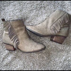 Faux suede booties.